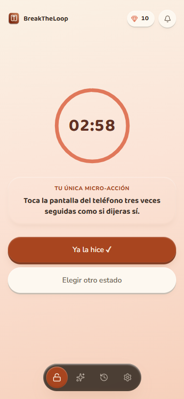 Tu única micro-acción, con cronómetro
